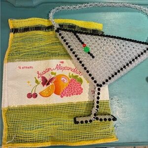 Susan Alexandra NY Beaded Martini Glass Bag FULL SIZE with Adorable "Dust" Bag